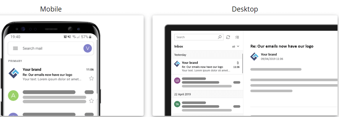 Example of an email in the inbox with implemented BIMI
