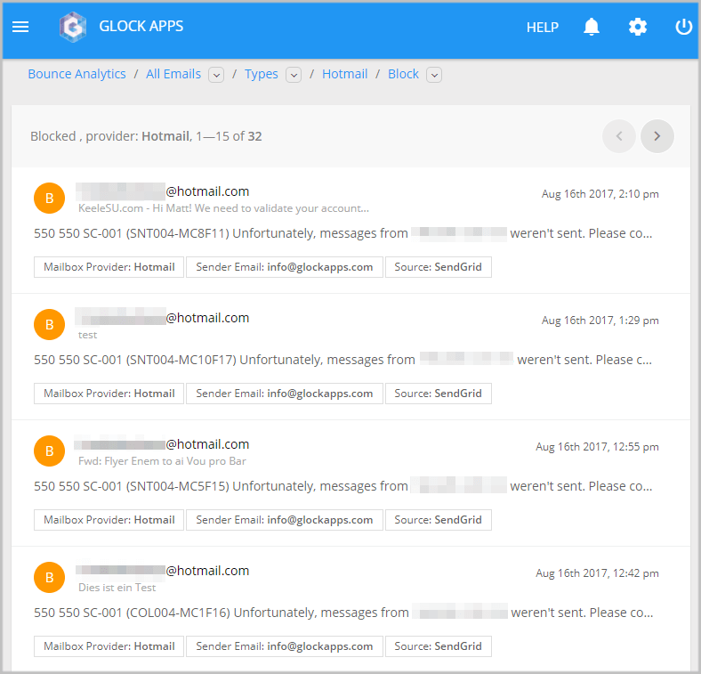 hotmail blocking emails