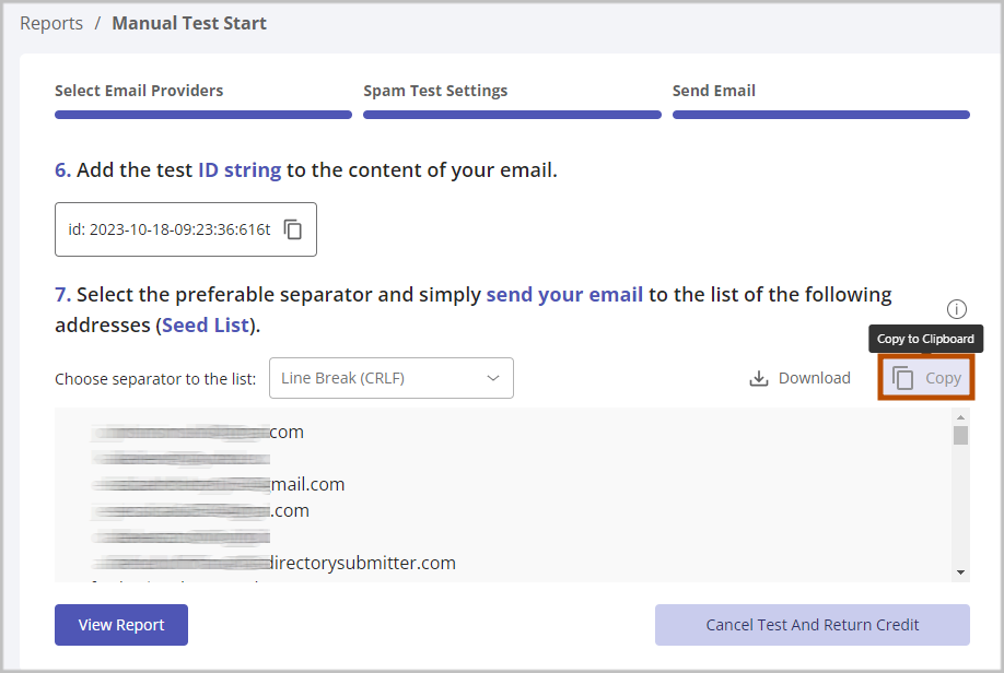 Test Inbox Delivery and Spam Score of a Benchmark Email Campaign