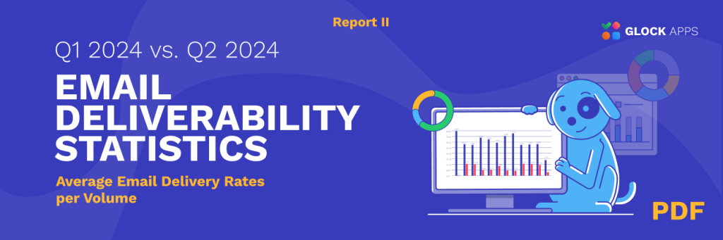 FREE PDF report "Email Deliverability Statistics Q2 vs Q1 2024: Average Email Delivery Rates per Volume"