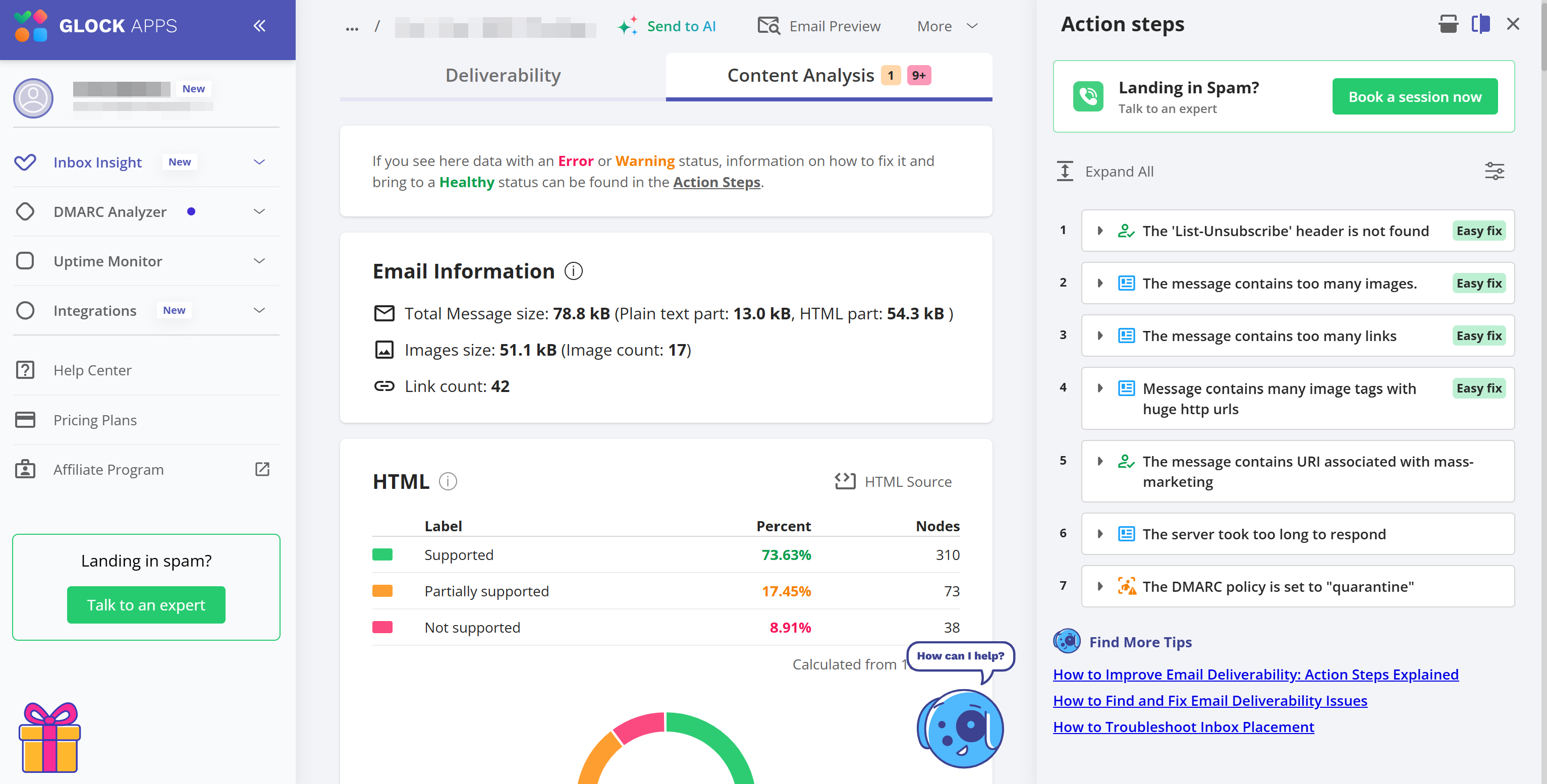 GlockApps Inbox Insight Report: Action Steps